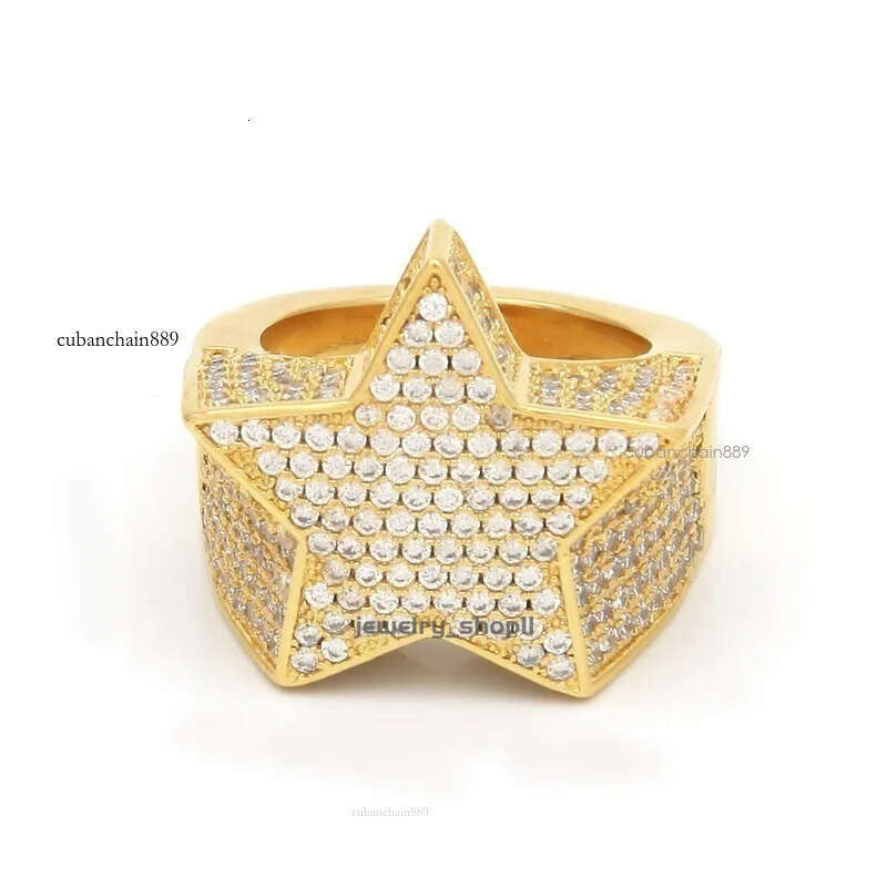 men's passed GRA Dia Five-pointed Men's star Hip Hop trendy moissanite dia gold sterg sier cuban women ring