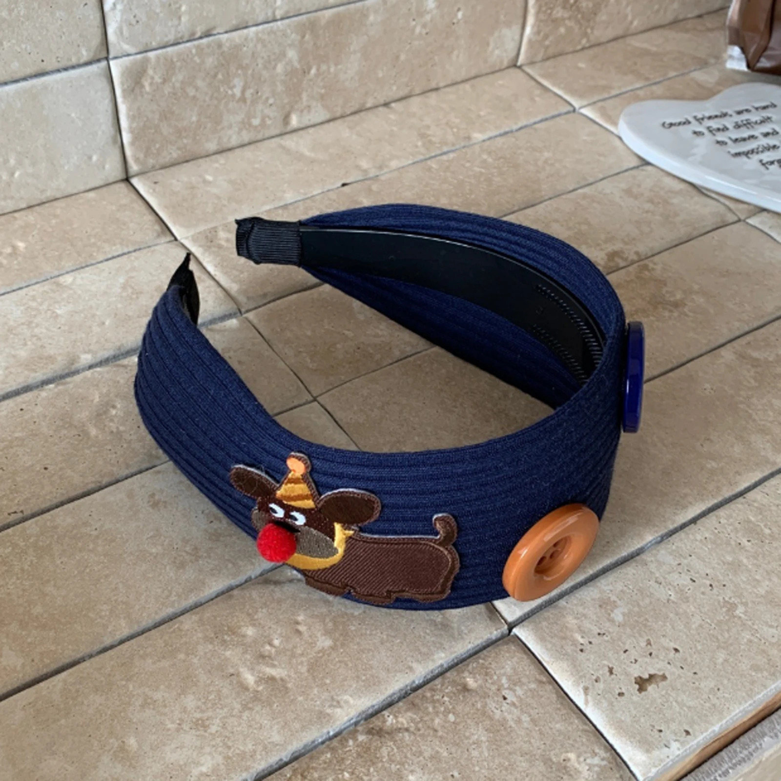 PROLY Fashion Headband For Women Wide Side Dog Button Hairband Personality Lovely Turban Winter Hair Accessories 251023