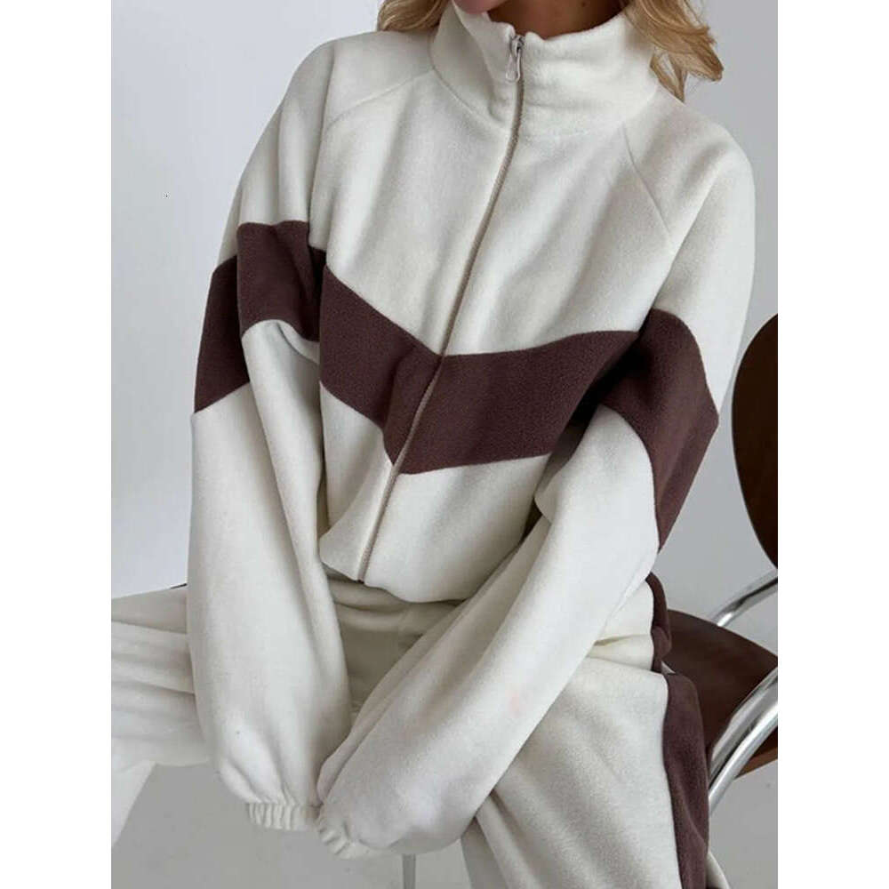 2025 Fashion Casual Sports Suit Zipper Cardigan Long Pants Two-Piece Set for Women