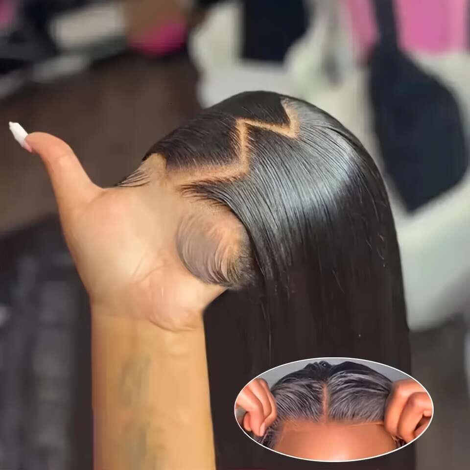 Cut Real Put On And Go Bone Straight For Women Pre Plucked 6X4 Ready Instantly Without Glue 3 Seconds To Wear Glueless Wig 200 Density Transparent Lac