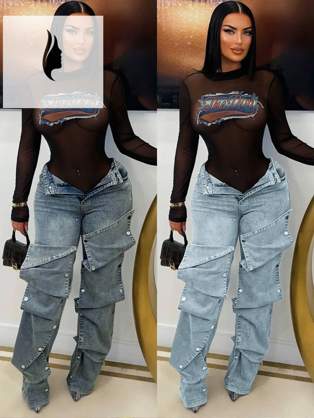 winter jacket women Hip Hop Jeans Cargo Pants Sexy Women High Waist Elegant Streetwear Denim Straight Trousers
