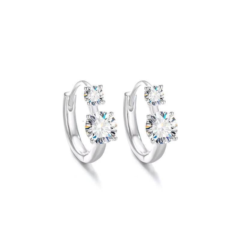 Fine Jewelry 925 Sterling Silver Moissanite Earrings Platina Plated 12CT2 Diamond Hoop Stud Earrings for Wedding Women