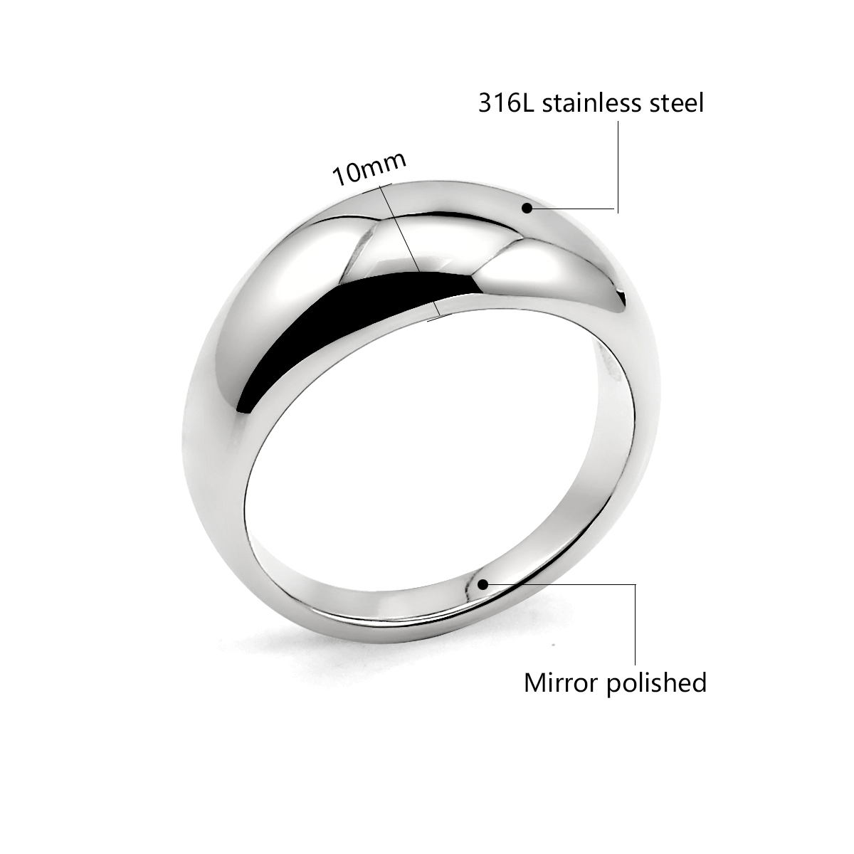 High Quality 316L Stainless Steel 18K Gold Silver Plated High Polish Irregular Circle Finger Ring l Chunky Curved Rings Jewelry