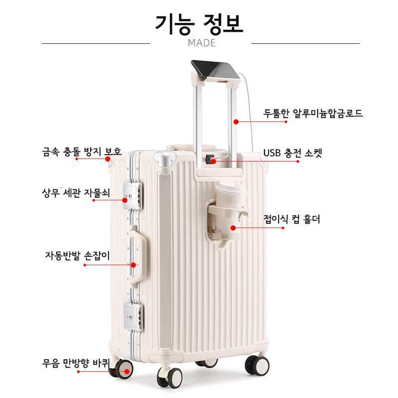 SUSHIMU Suitcase Travel Suitcase Men 20 24 26 CarryOn Luggage Women PC Aluminum Frame Trolley Case TSA password lockW251027
