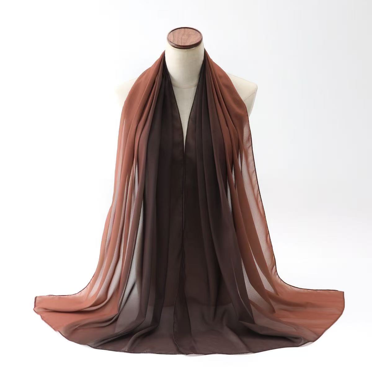 T2175 summer new solid color gradient cotton headscarf monochrome wide chiffon scarf