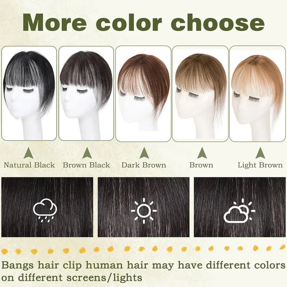 Snoilite 24x315 Fringe Air Bang 100 Human Hair Topper Natural Hairline for Women Clip In Hairpieces 10g Light Bangs 10 251014