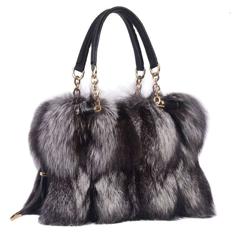Designer Luxury MS Minshu Women Fashion Natural Sier Handbag Lady Shoulder Bag Real Fox Fur Hand Bags