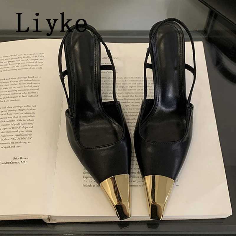 Liyke Sexy Slingback Sandal Female Design Metal Pointed Toe Stiletto High Heels Party Prom Shoes Women Pumps Zapatos MujerXJ251027