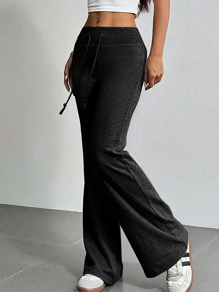 Black Sexy Womens Trousers Autumn Streetwear Fashion Casual Slim Versatile Laceup Pants Elegant Female Sexy Pants Clothing 251027