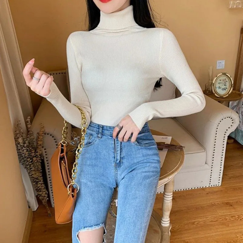 Purple Turtleneck Sweater Women Elegant Korean Slim Long Sleeve Knitted Pullover Fashion Simple Solid Casual Office Lady Jumpers 251027