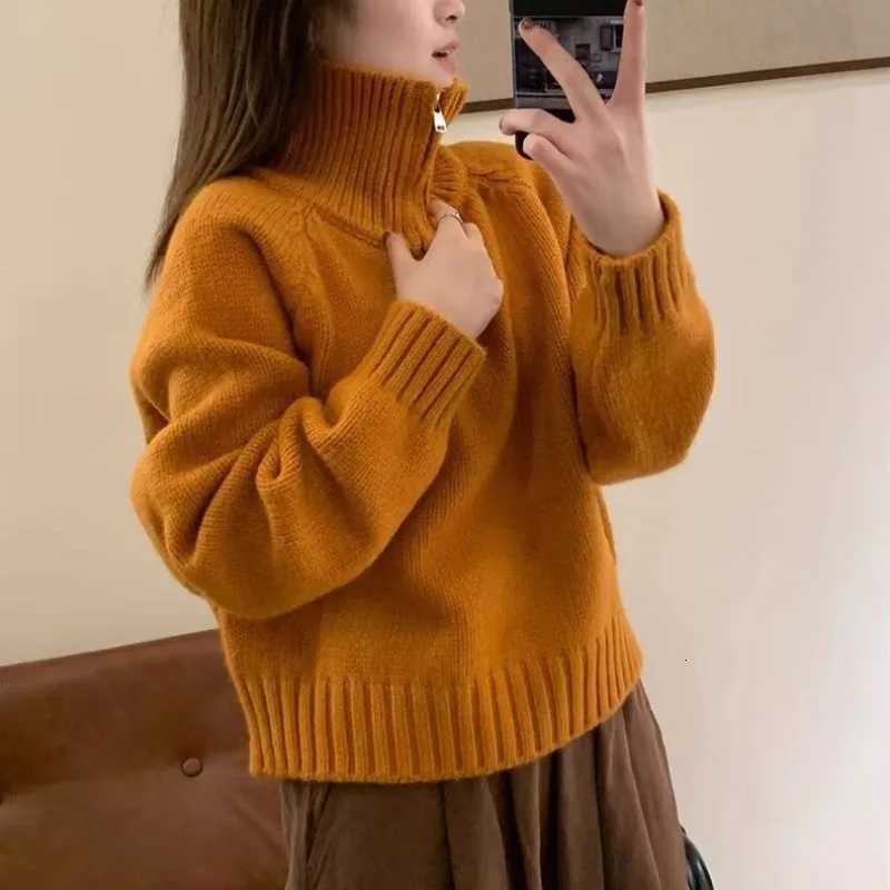 Highend halfzipper highneck 100 cashmere sweater for autumn and winter knitted sweaterT251027