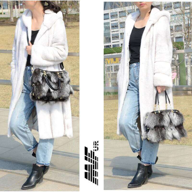 Designer Luxury MS Minshu Women Fashion Natural Sier Handbag Lady Shoulder Bag Real Fox Fur Hand Bags