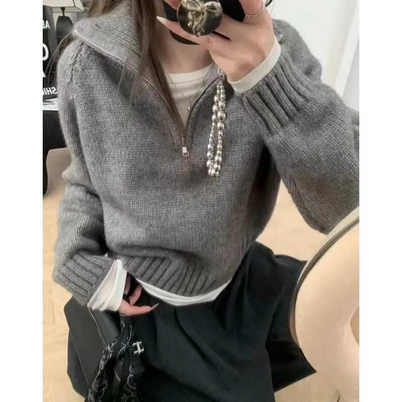 Highend halfzipper highneck 100 cashmere sweater for autumn and winter knitted sweaterT251027