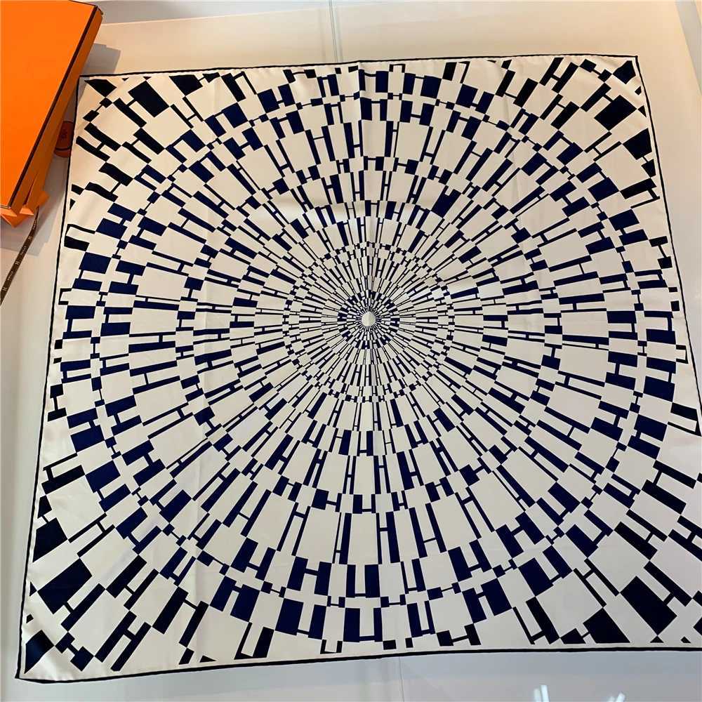 90cm Square Scarf Luxury Twill Silk Rold Scarf Hijab Brand Wen Scarf Handmade Curd Ladder Ladies Foard band BandanaW251027