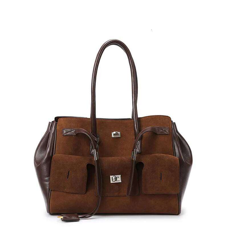 Vintage Suede Large Capacity Women Shoulder Bags Designer Purses Handbag Maillard Autumn and Winter Big Tote Bag