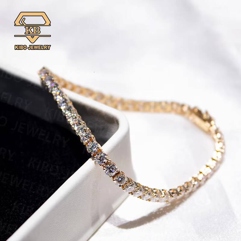 Tennis Iced Out D Color VVS Moissanite Diamonds Mens Womens Real Solid 10K Gold Tennis 4MM Moissanite Chain Bracelet