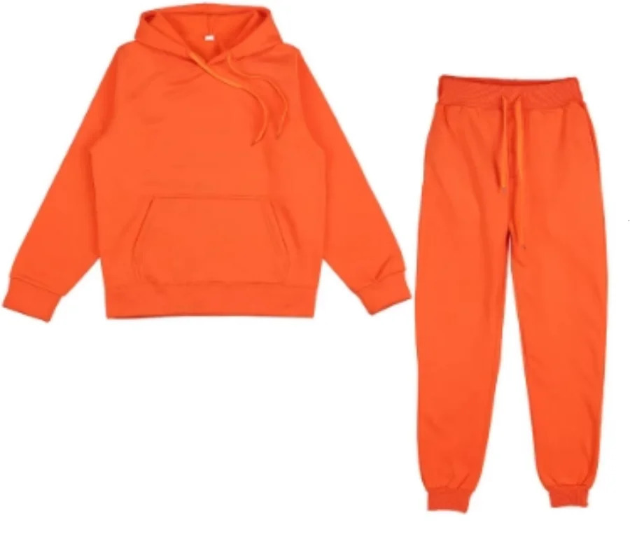 Winter Hoodie Sets Men Fashion Fleece Red Hoodies Black Pants Casual Jogger Suit Tracksuit Sweatshirt Woman Pullover 251027