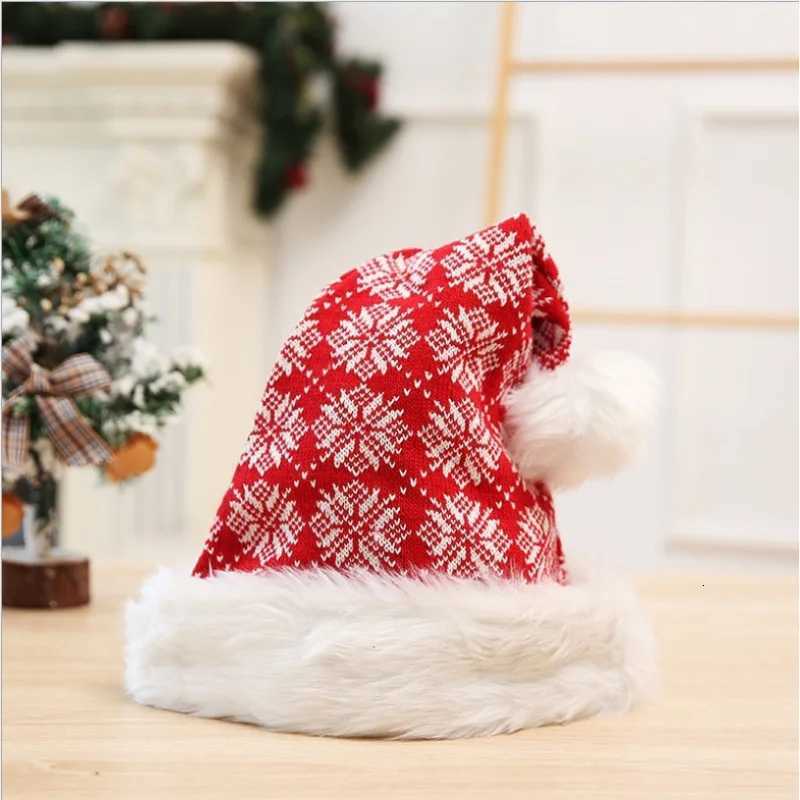 New Christmas Hat Plush Knitted Santa Claus Hat Warm Enlarged And Thickened Large Ball HatW251027
