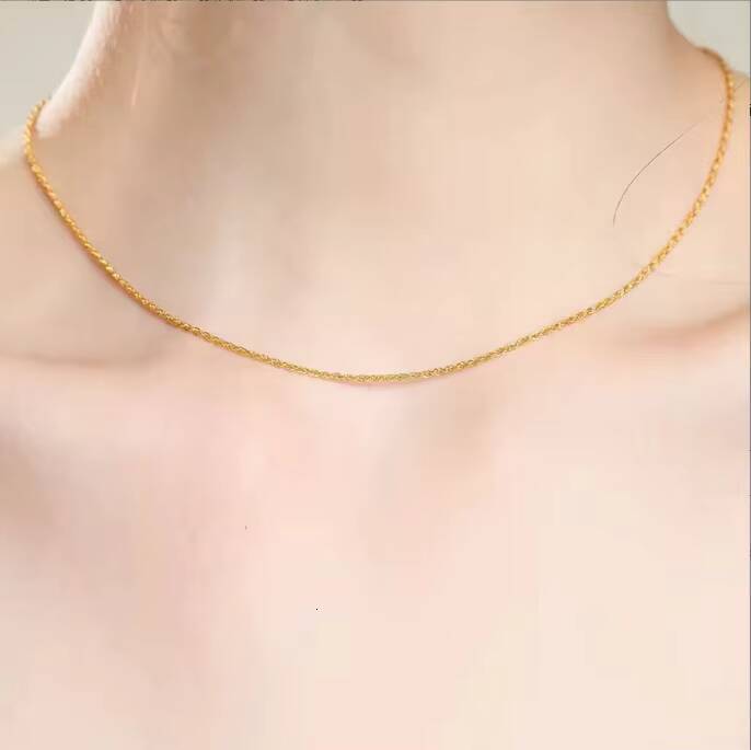 Bulk Sale Twisted Link Rope Chain Solid Gold Jewelry Gold 18k Real Au750 18k Real Gold Chain Jewelry 18k Rope Chain