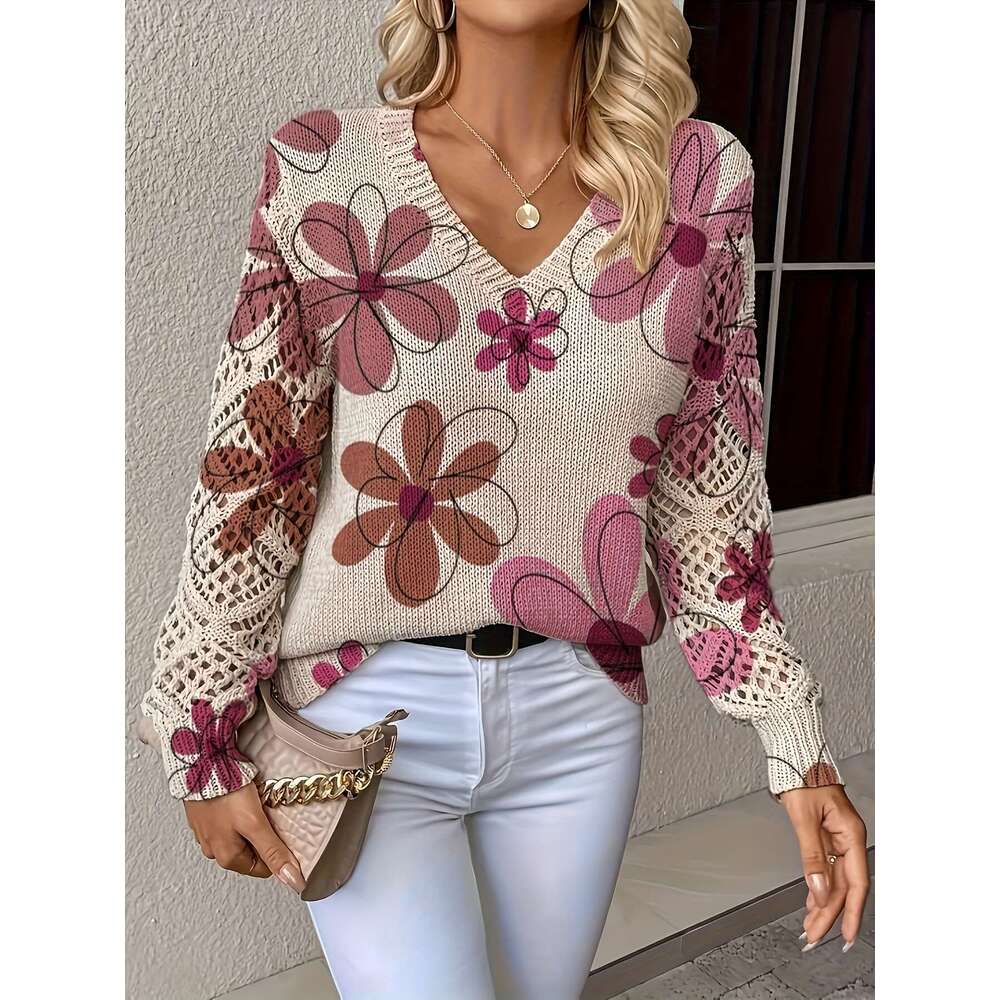 Women's Elegant V-Neck All-Season Long Sleeve Pullover In Beige, Brown, Pink, Black, White, Gray Office, Party, Everyday Chic Sweater For Women -