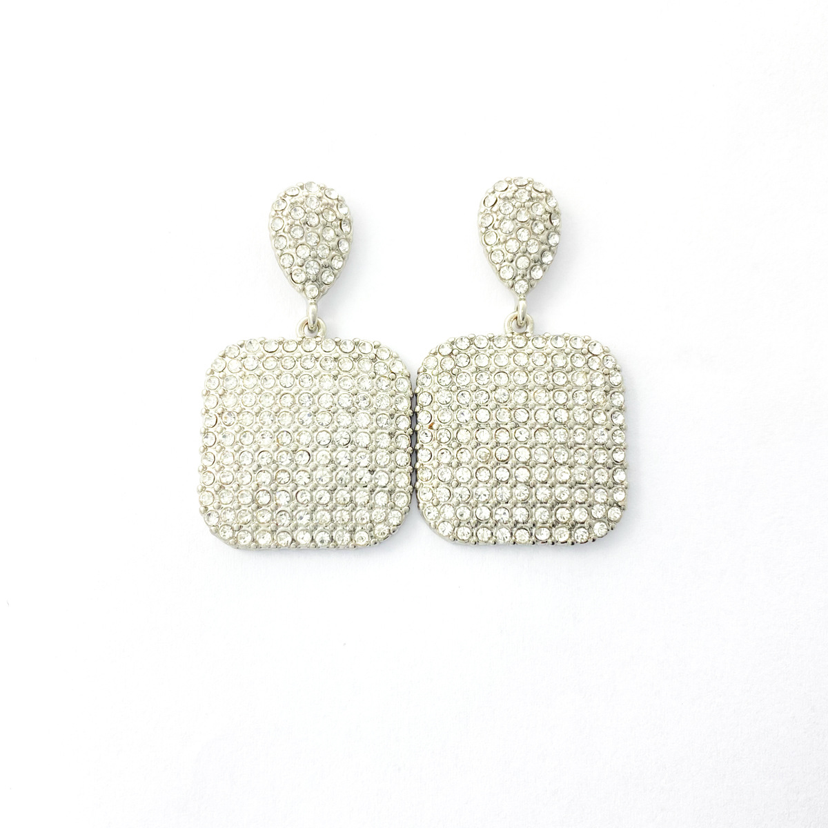 Gold earrings luxury earrings 925 silver needle vintage full diamond square earrings fashionable simple zircon pearl earrings free shipping gift for w