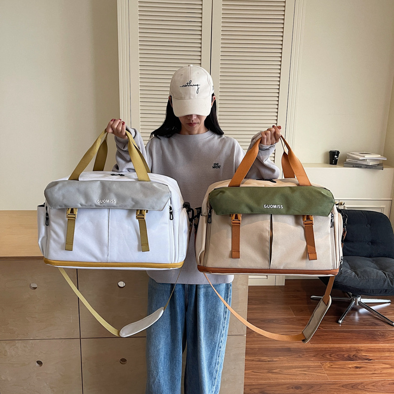 Travel Bag Large Capacity Women Can Pull Bar Box Boarding Bag Luggage Dry And Wet Separation Sports Fitness Bag Cross-Body Bag 2025s hot