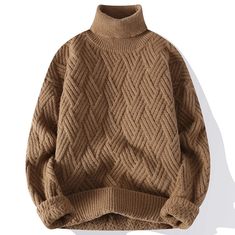 Turtleneck Sweater Men Loose Knitted Pullovers Mens Autumn Winter Warm Knitting Sweaters Streetwear Casual Pullover Man Knitwear 251016