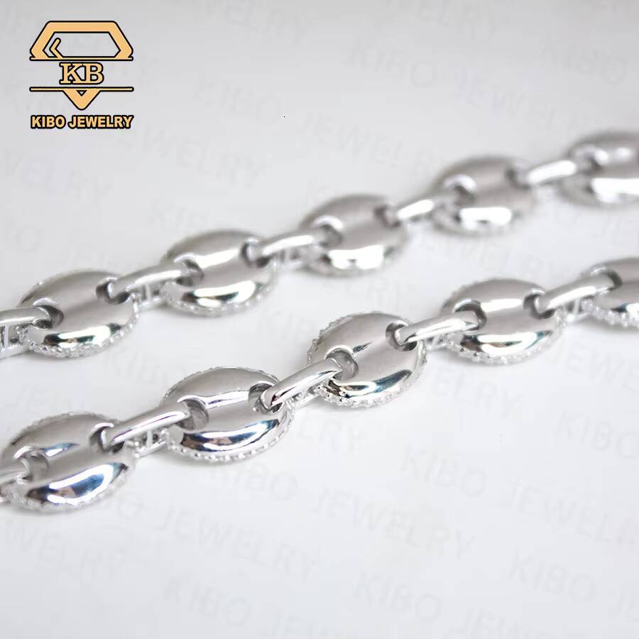 Hip Hop New Design Cuban Link Vvs Iced Out Moissanite Diamond 8MM 925 Silver Pig Nose Chain Moissanite Cuban Chain Link