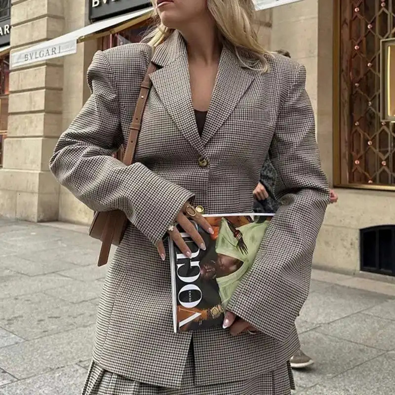 EAEOVNI Womens Fashion Blazer Back Belt Gathered Waist n Single Breasted Slim Jacket Office Lady Spring Clothing 251027