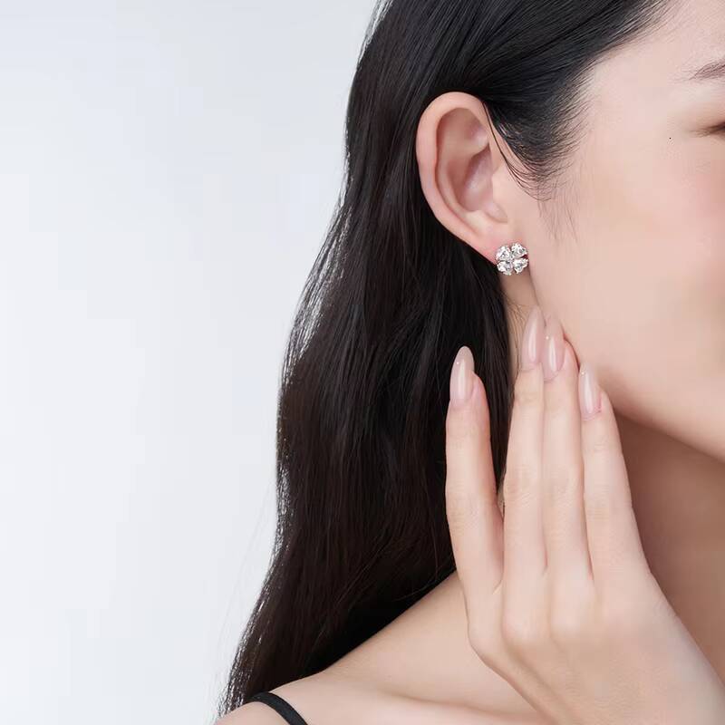 8 Pcs 05 Ct Heart Stones Moissanite Stud Earrings Women Jewelry S925 Silver Rhodium Plated White D Color Earrings