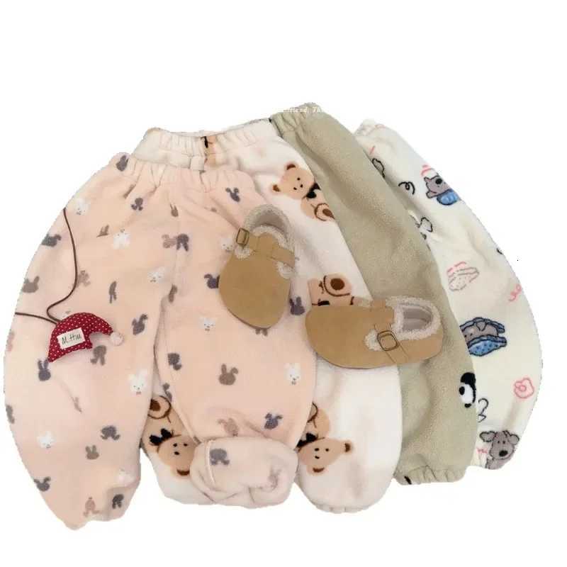 90150cm Kids Pant Cartoon Cute Printing Winter Plush Pants Child Clothes Boys Girls for Baby Autumn TrousersT251027