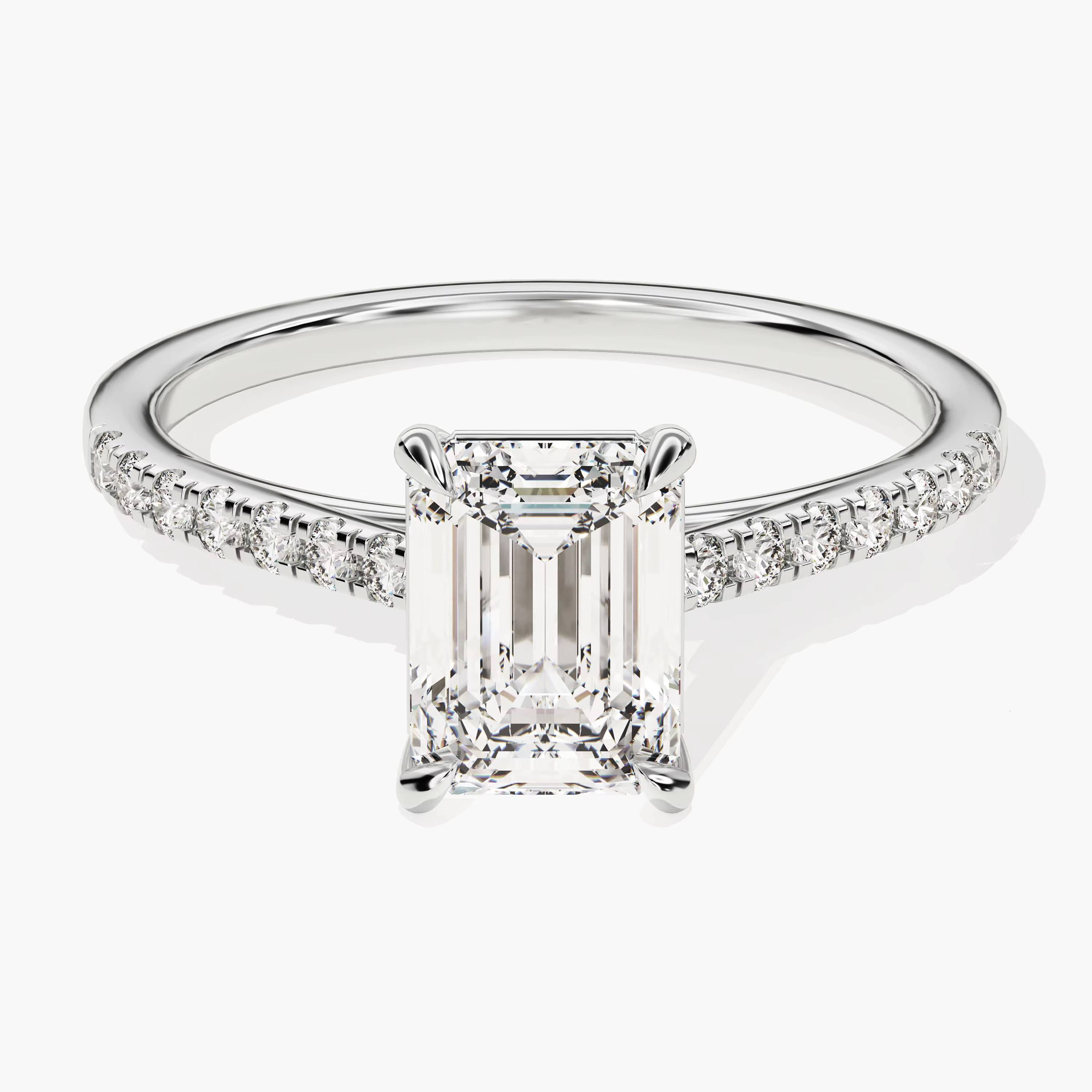 1 15 2 CT Emerald Cut Diamond Engagement Ring with Round Cut 14K 18k Solid Gold Diamond Ring for Women