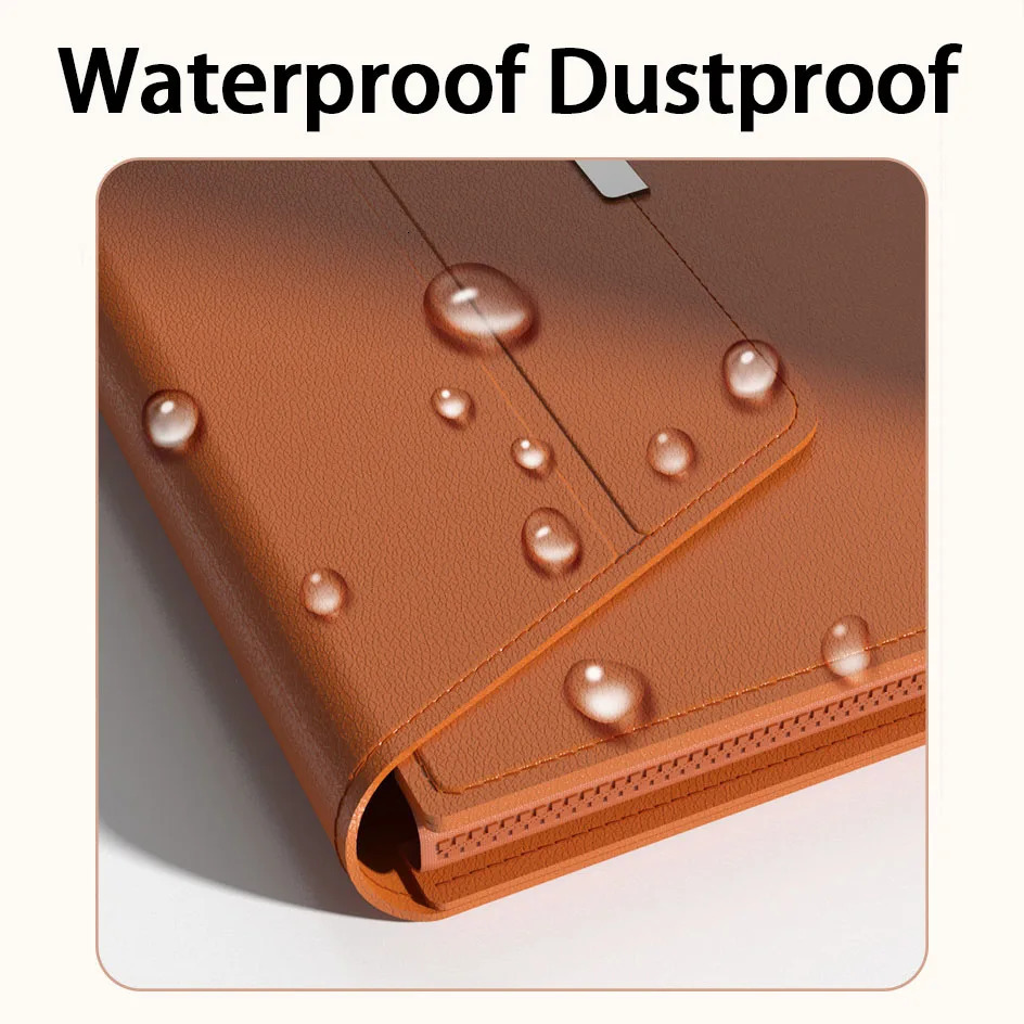 Leather Laptop Bag Waterproof Dustproof Laptop Sleeve with Notebook Stand Holder Mouse Pad for 1314inch HP Dell 251027