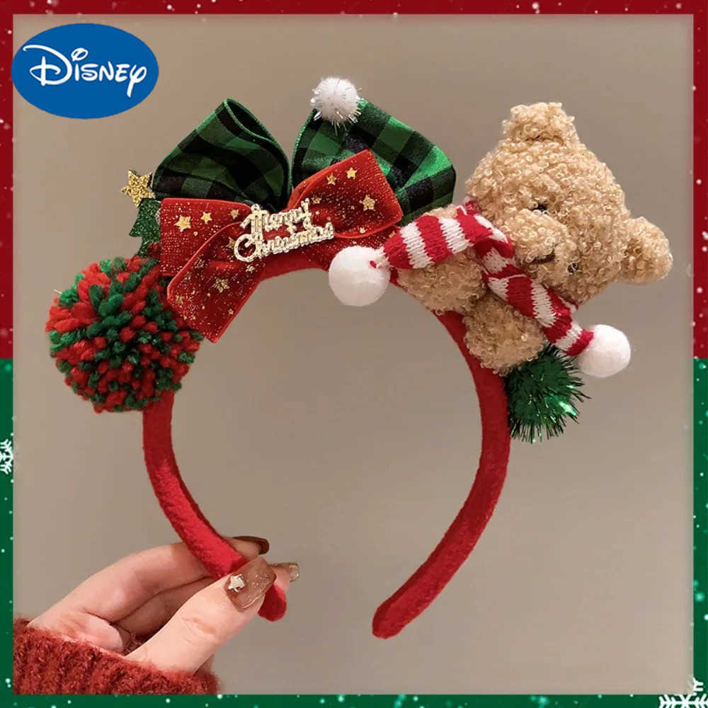 Disney Christmas Decoration Christmas Headband Santa Elk Hair Hoop Antlers Headband Reindeer Party Dress Up Plush Bow Red Hair Band Men H251027