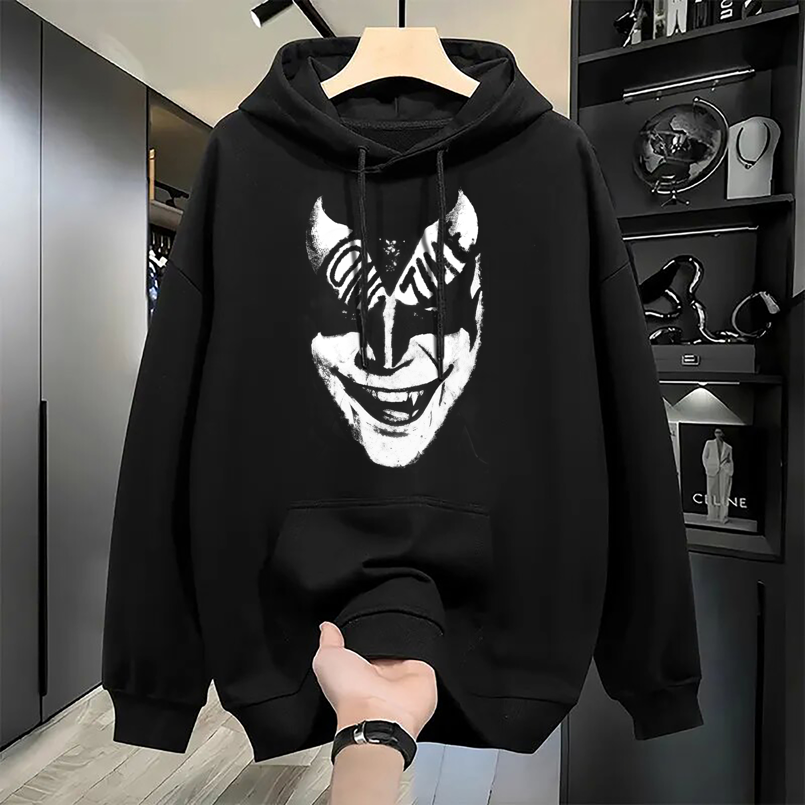 Hoodies Halloween Luxury Harajuku Cotton Hooded Sweatshirt Retro Simple Fashion Autumn And Winter Round Neck Long Sleeved