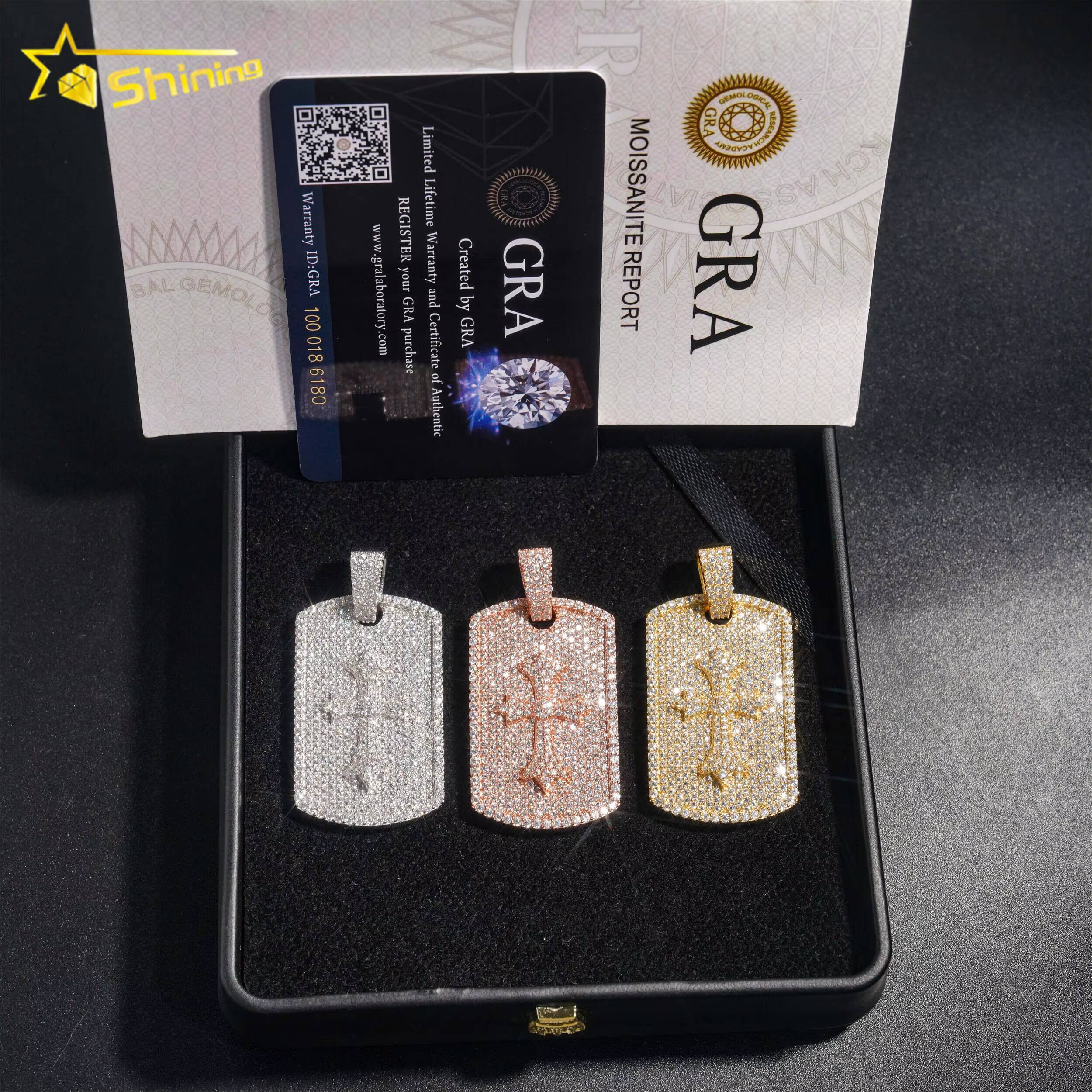 Iced Out Fine Jewelry 925 Sterling Silver Custom Hip Hop Luxury Gold Plated Vvs Moissanite Pendant