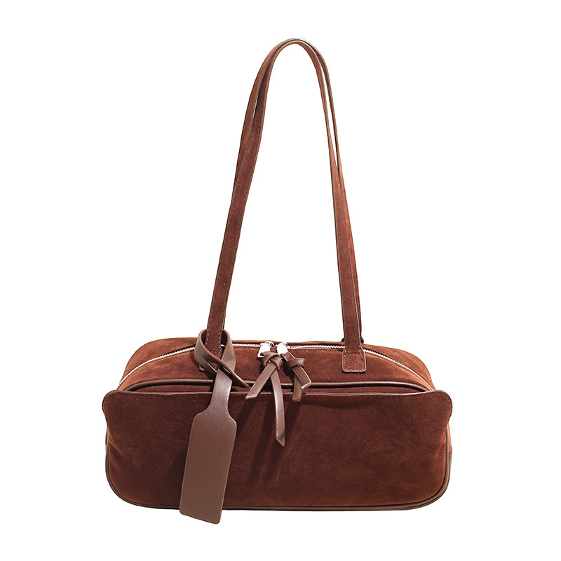Free shipping designer bag High-end Suede Bowling Bag Handheld Underarm Bag New Matte Boston Bag Shoulder Bag