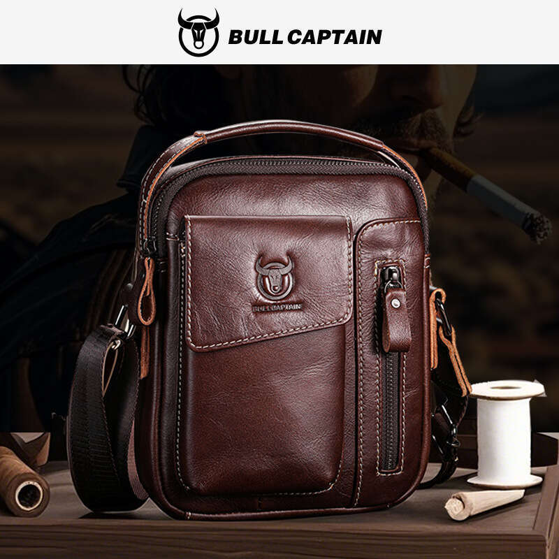Captain Cow Goods Top Layer Cowhide Crossbody For Men Soft Genuine Leather Vertical Meg Phone Men S Single Shoulder Bag High Quality
