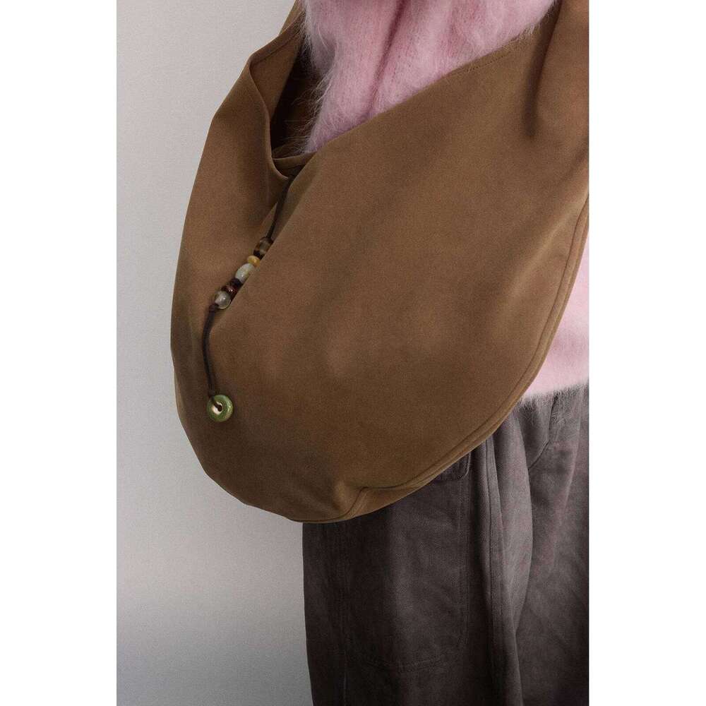 European American Retro Frosted Suede Leather Women's Autumn And Winter New Large Capacity Oval Shoulder Bag Trendy