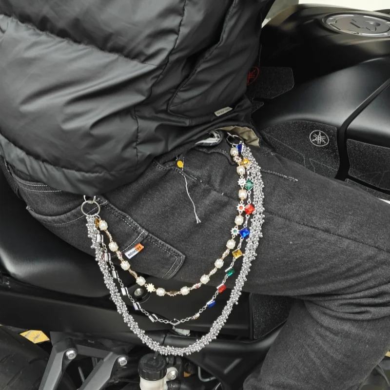 Model Pearl Pants Chain Three Layers Locomotive Chain Fashionable Men And Women Hip Hop Accessories Retro Keychain 251024