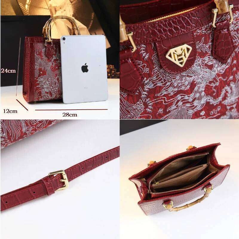 2015 Fashion Genuine Leather Women Handbags Embroidery Design Shoulder Messenger Bag Mom Portable Tote Bags