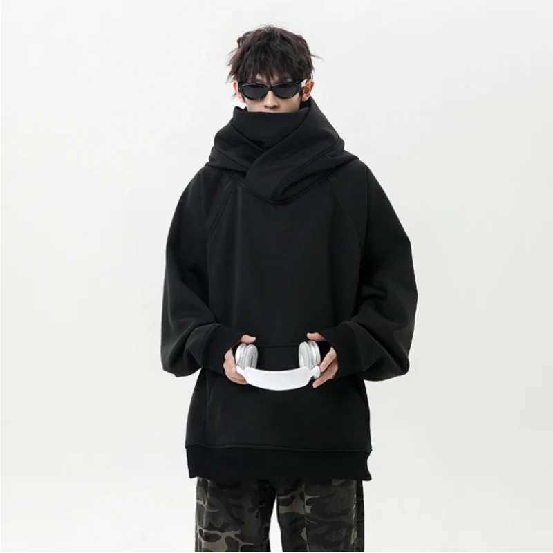 Autumn New High Neck Sweatshirt Men Pile Up Collar Hoodie Harajuku College Style Ninja Sweatshirt Casual Sports Loose Couple Top W251027