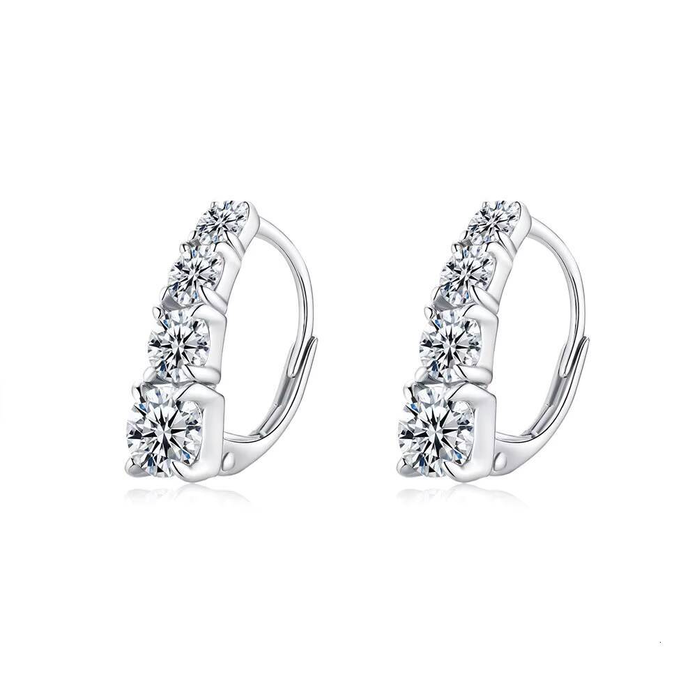 Luxury Brand Jewelry Pure Silver 925 White Moissanite Diamond Stones Stud Earrings for Girls