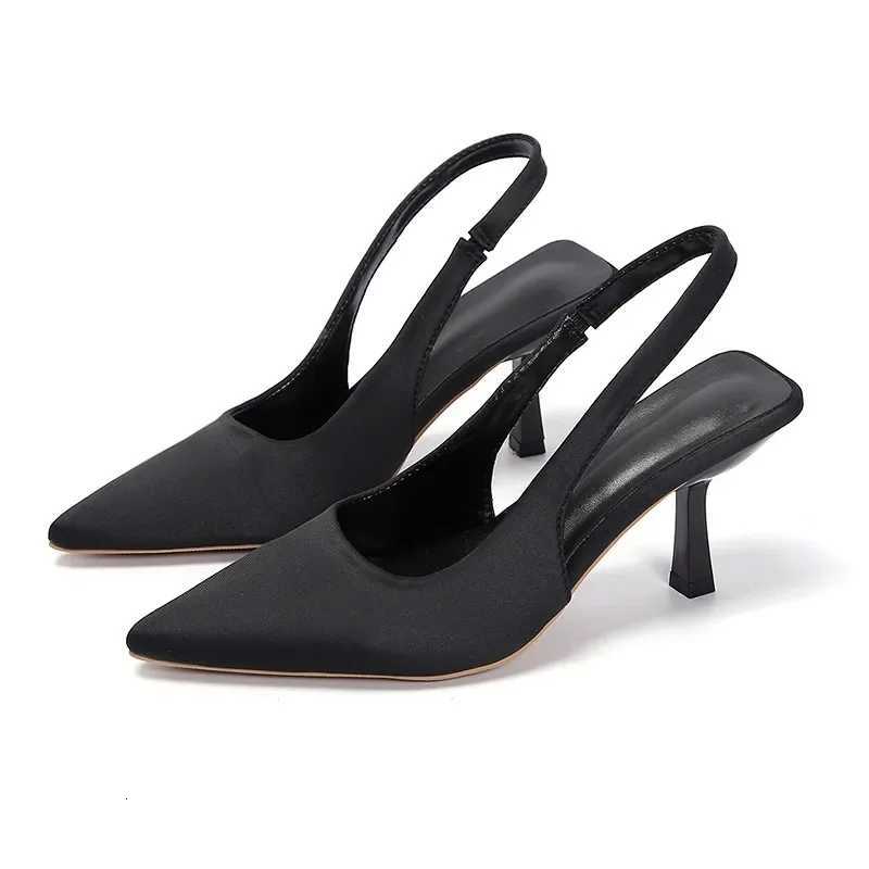Summer Women Heels Sandals Red Pointed Slingback Sandals Shoes Green Black Purple Kitten Heels Party Prom Ladies StilettosXJ251027