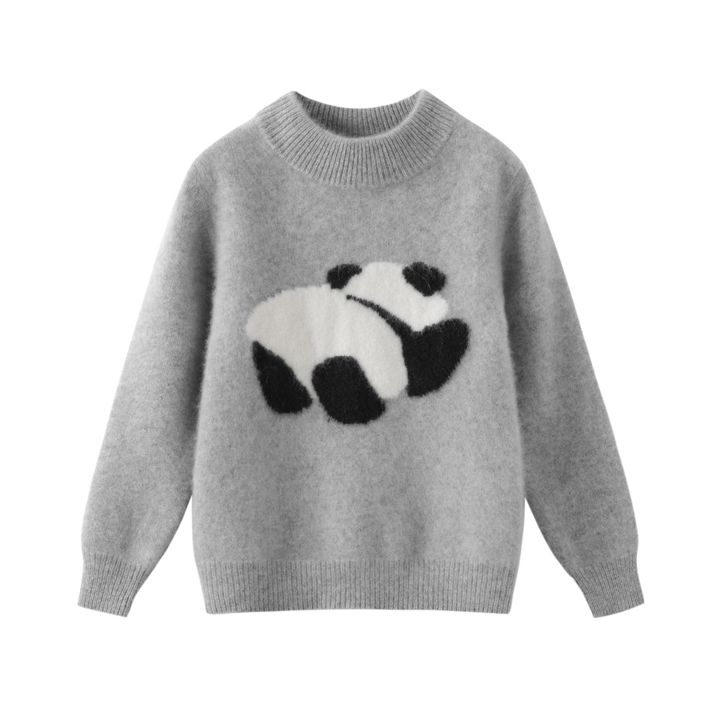 Autumn and Winter New Panda Pattern Children's Pure Wool Sweater, Boys' Sweater, Girls' Fashion Base, Boys' Knitted Sweater