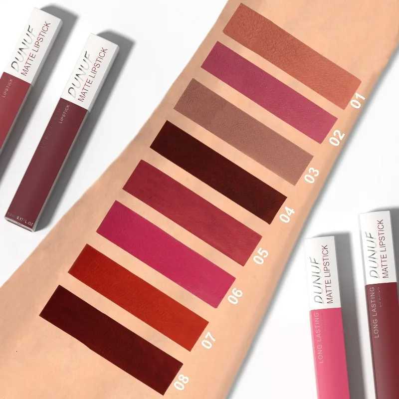 Natural Matte Finish Lipstick Waterproof and Not Easy To Stick To Cups 8color Gift Lipstick LongLasting Velvet Lip Gloss W251027