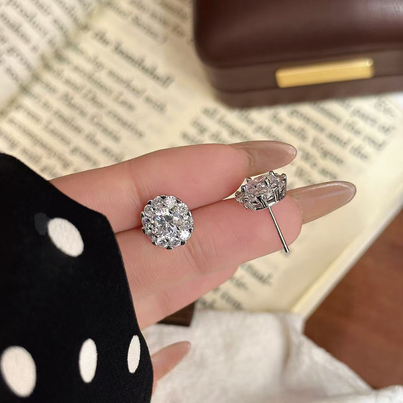 TaiYang New Princess Sphere Stud Earrings, Ultra Sparkling Zirconia Dome Studs in Gold Plated Copper for Women