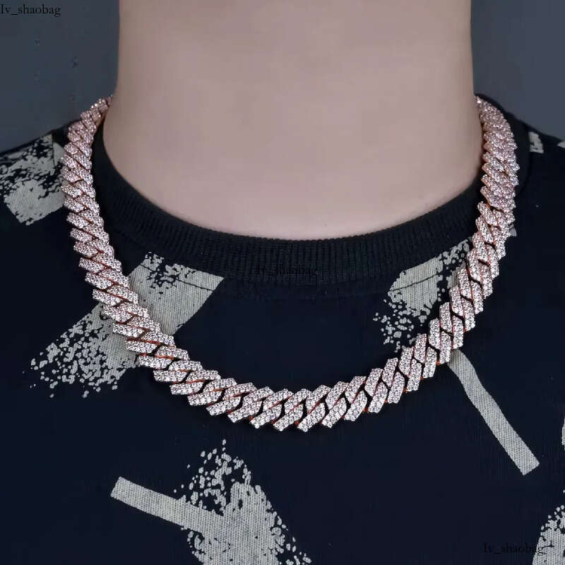 Factory wholesale new arrivals 18mm VVS Necklace Hot Sale Bling Moissanite Sterling Sier Cuban Link Chain Hip Hop Jewelry aaa