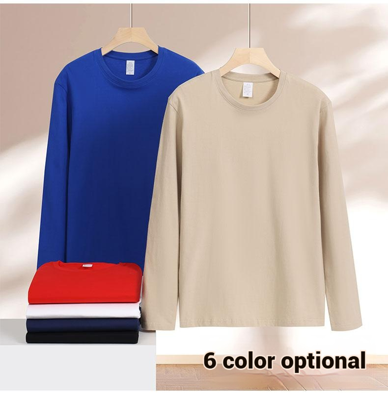 Unisex 100% Cotton Crew Neck Long Sleeve T-Shirt Featured in 6 Colors JX-M707