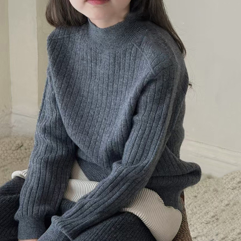 New designer sweater plus size children's half high neck knitted sweater fashion pullover sweater top